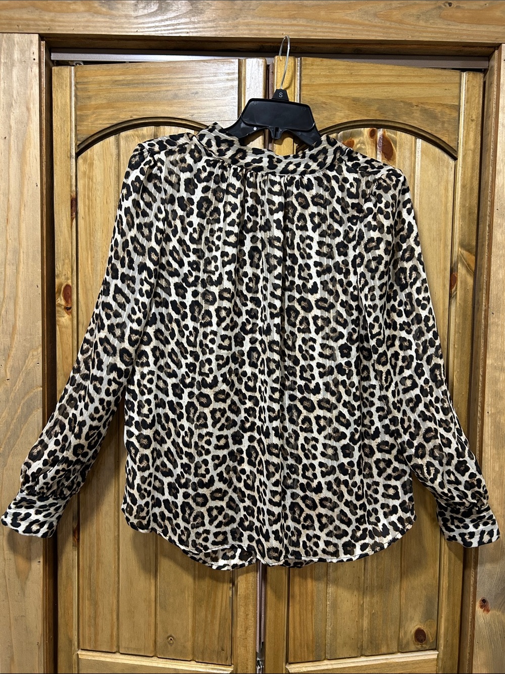 H&M Leopard Print Long-Sleeve Blouse - Beige, Black, Brown